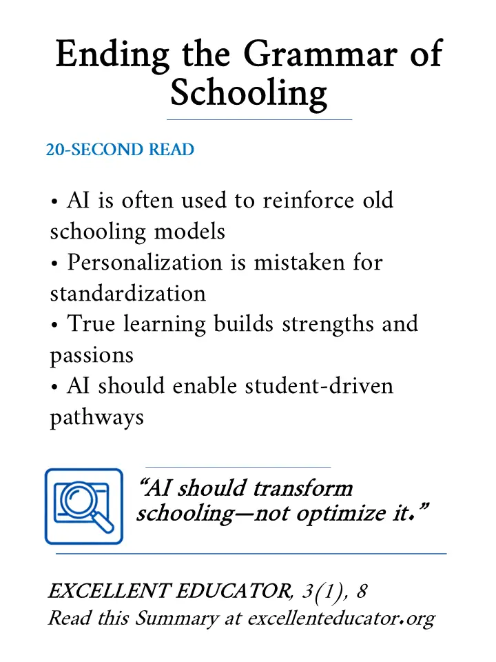 ending the grammar of schooling