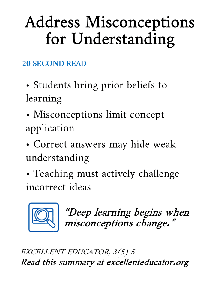 address misconceptions for understanding